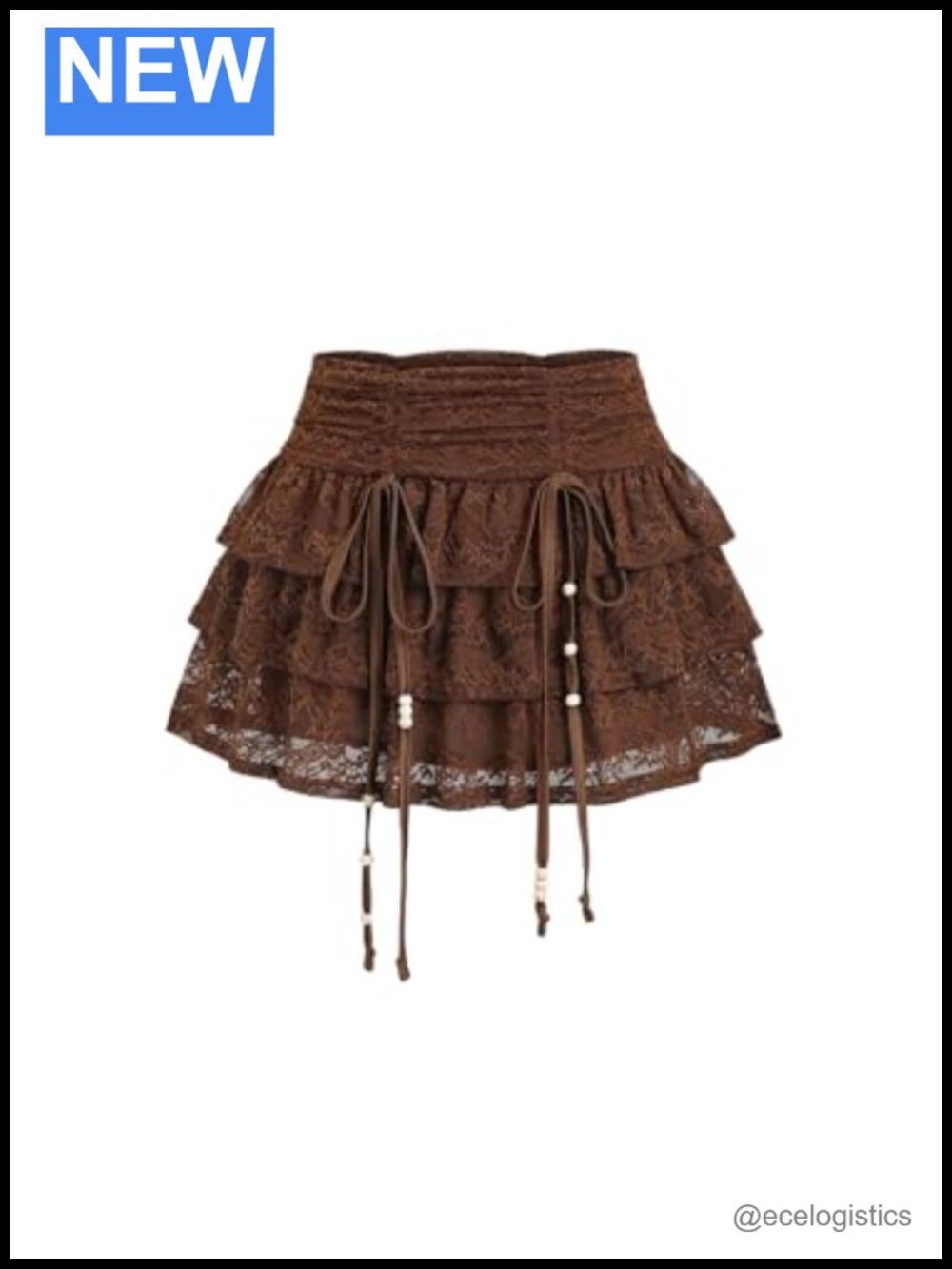 Women's Lace Mini Skirt High Waist Ruffle Beaded Fairy Hippie Flared